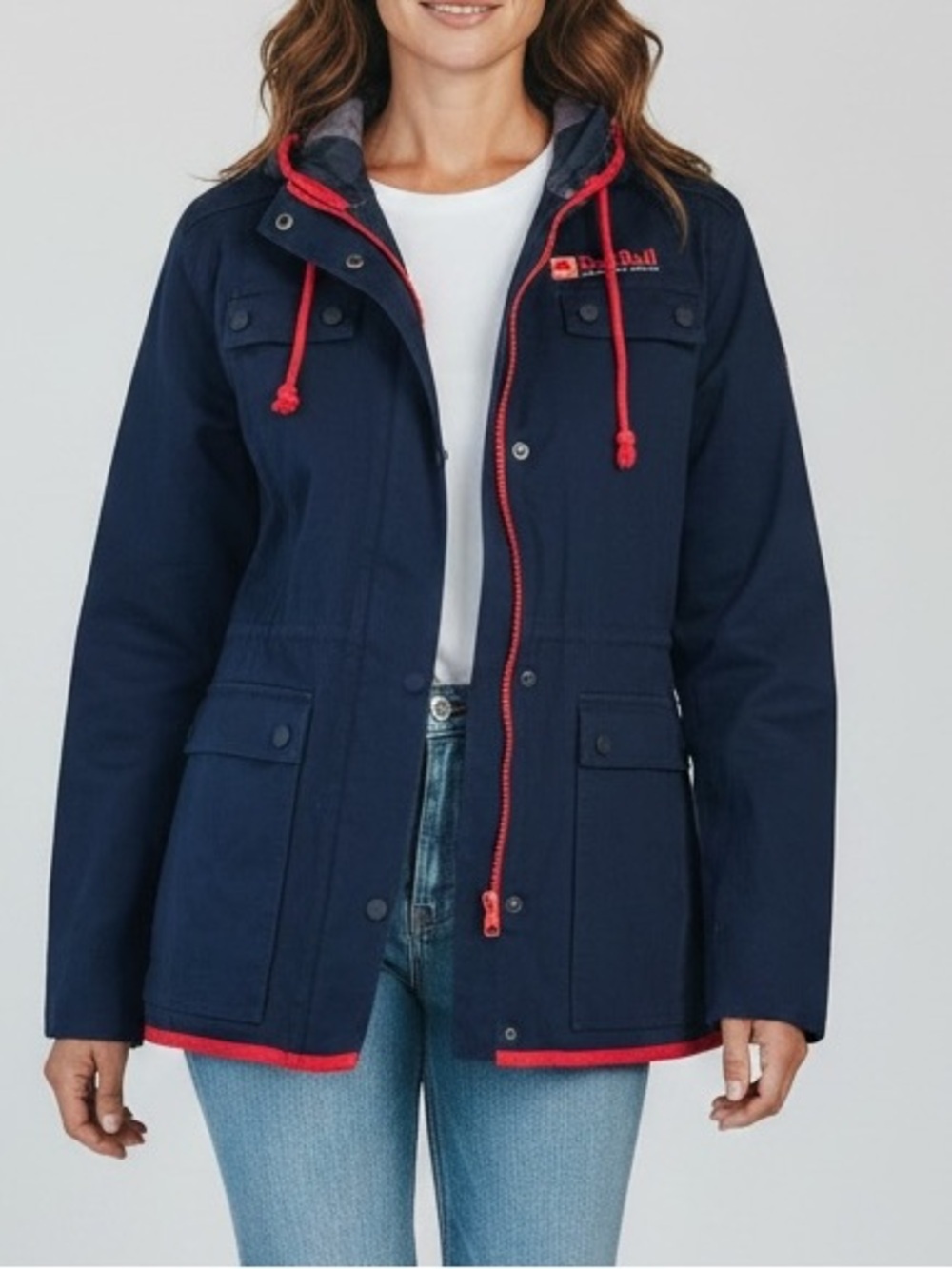 Navy Red-Trim Hooded Jacket - Women's size L